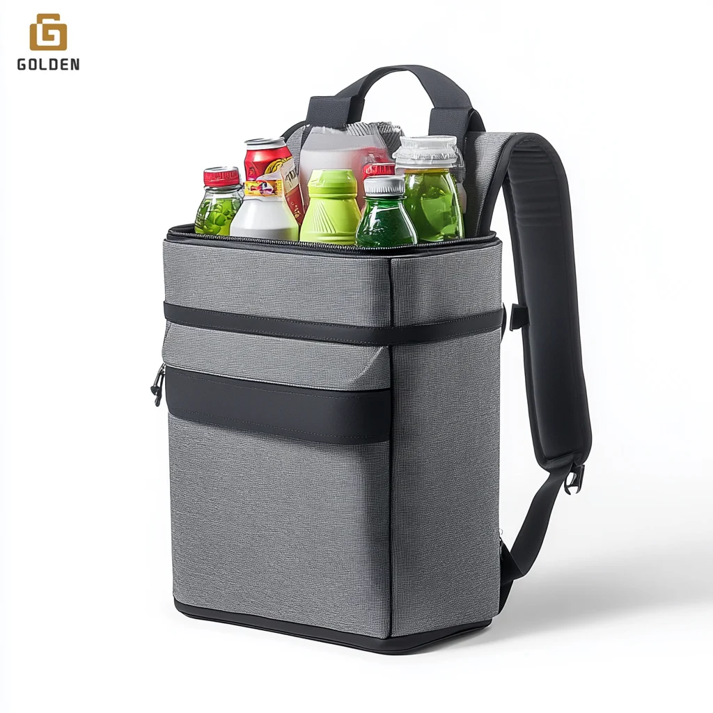 Golden Customize Logo Backpack Large Capacity Set Insulated Cool Lunch Box Bear Beach Thermal Foldable Cooler Bag For Outdoor
