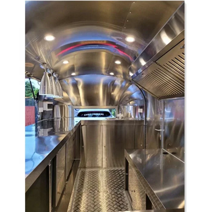 Custom Airstream Mobile Kitchen Hot Dog Fast Food Trailers Fully Equipped Mobile Pizza Fast Food Trucks With Full Kitchen