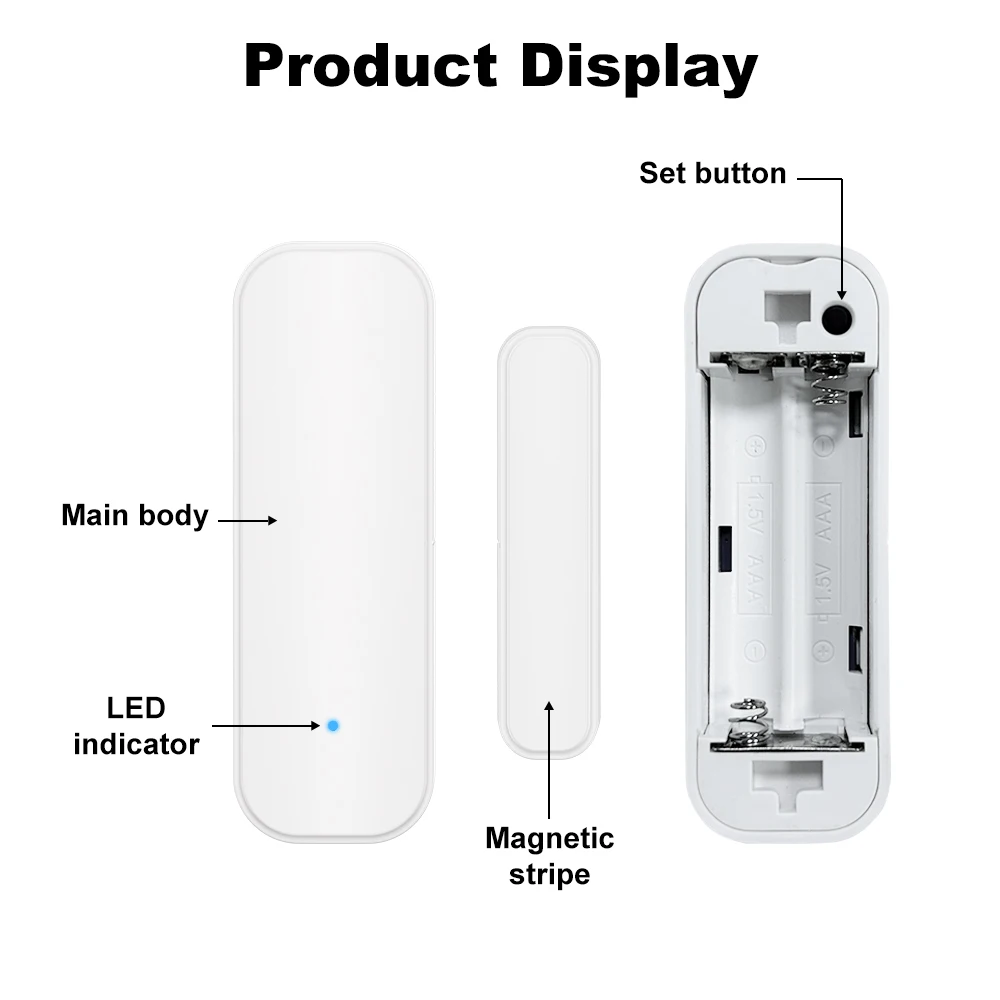 Long Battery Lifetime Tuya WIFI Door Sensor Alarm Smart Door Magnetic Sensor with Low Power Alert