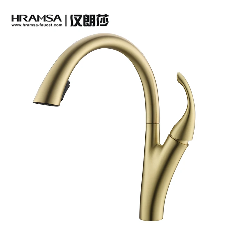 HRAMSA sink mixer faucet single hole Luxury washroom waterfall brass kitchen faucet