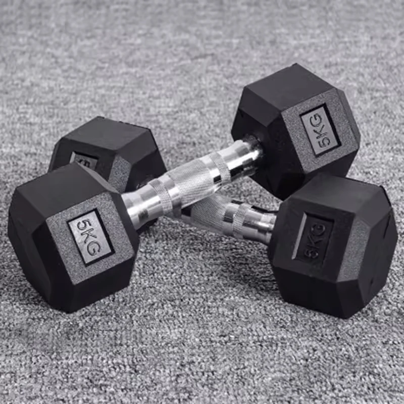 MKAS Rubber Hexagon Dumbbells Hex Dumbbell Gym Dumbells with 10 Kg 40 Kg 50 Kg Hex Dumbell Set