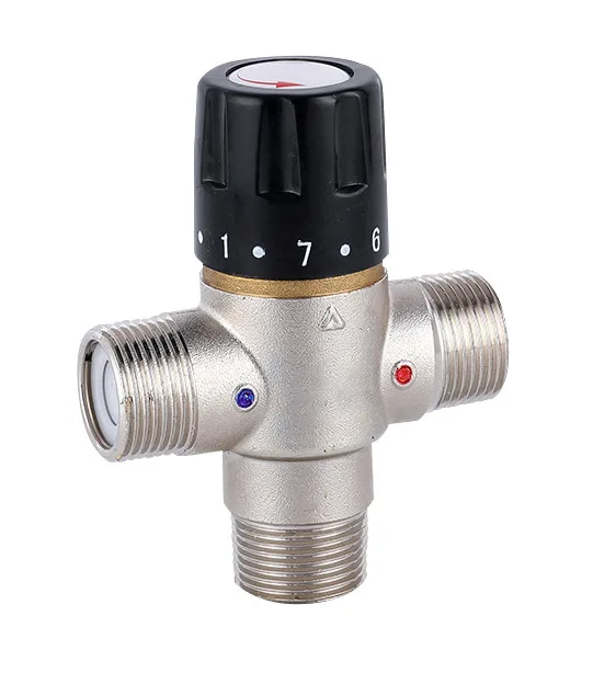 Прямой завод DN50 трехсторонний мужской никелированный термостатический смесительный клапан для подогрева пола