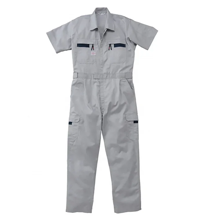 Cheap Price Men Khaki Boiler Suits Heavy Duty Mechanical Engineering Uniform Multi Pockets Short Mechanic Overall uniforms