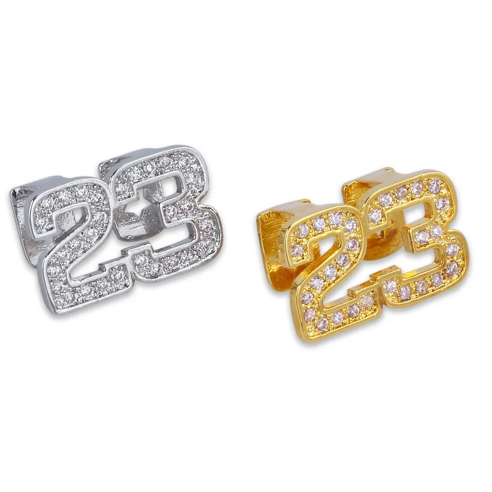 Copper Alloy Dental Part Number 23 Jewelry Gold Zircon Double Teeth Grills Hip Hop Ice Out Grillz For Teeth