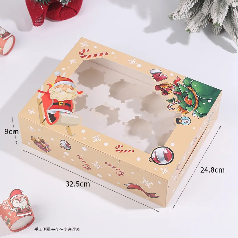 Best seller top window Christmas paper cupcake packaging box