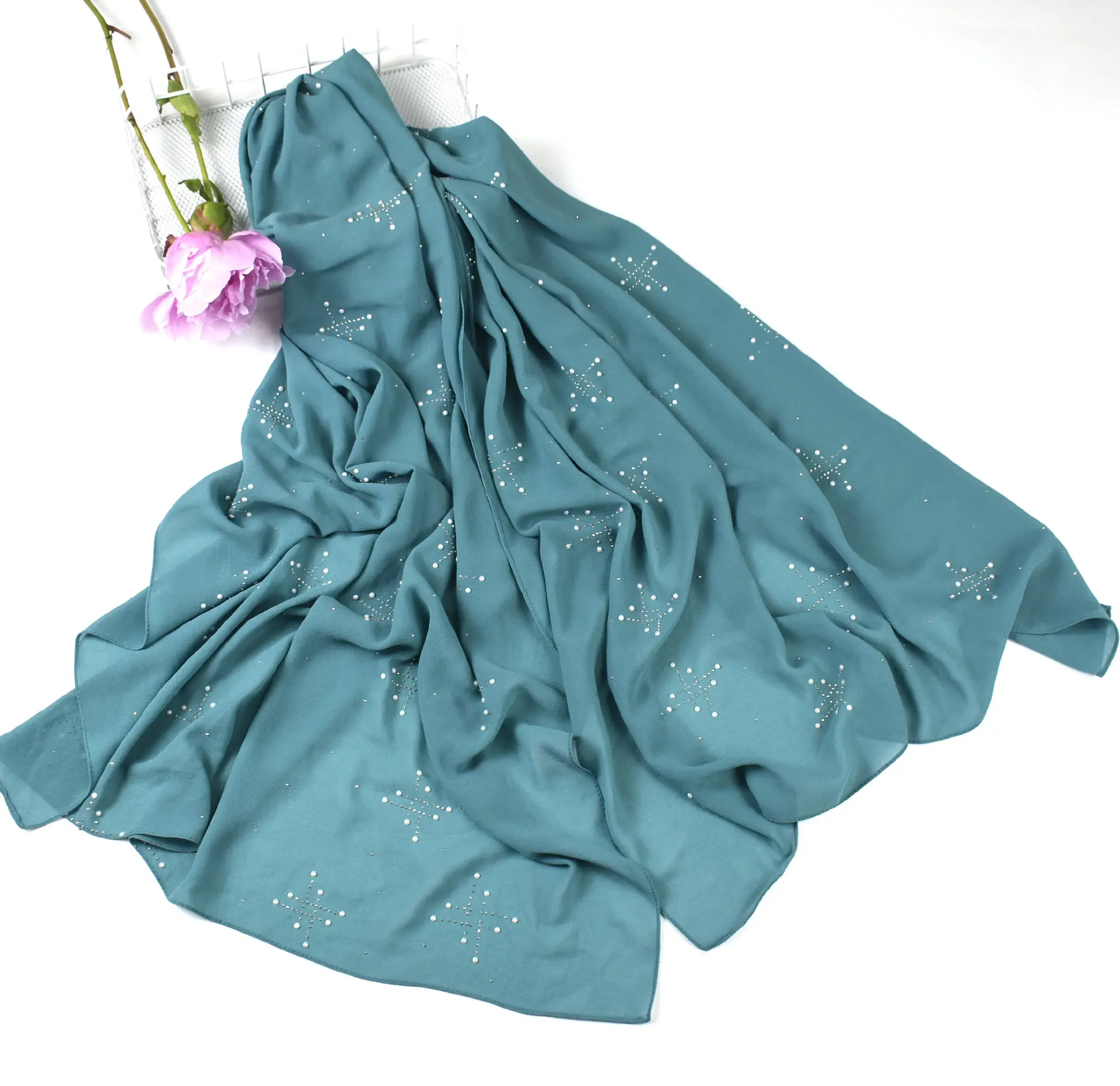 100 Polyester Square Dyed Hijab Scarf Arab Malaysia Islamic Women