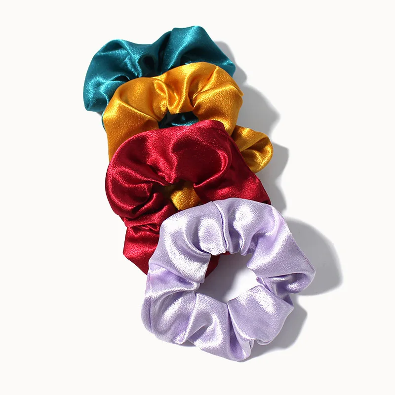 Резинки Scrunchies атласные женские эластичные ленты Женская Тканевая резинка для конского хвоста однотонная волос
