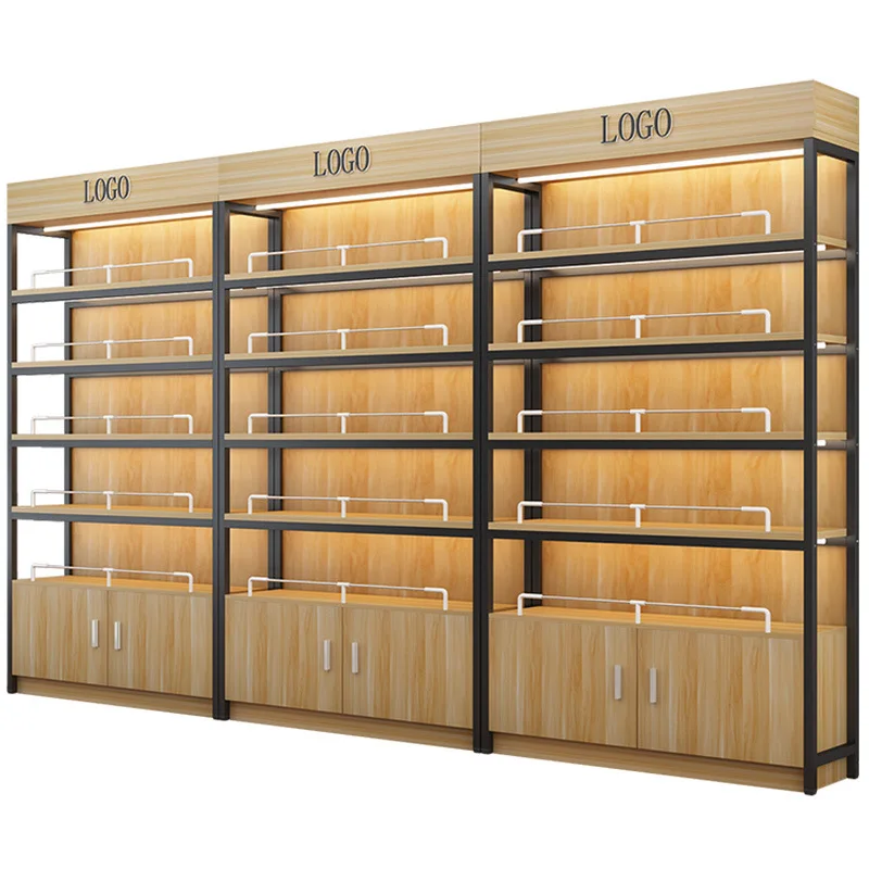 KEWAY Custom Gondola Shelving Wood Display Rack For Retail Store