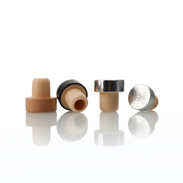 Factory Luxury Spirits Whisky Liquor Wood Bar Top Plastic Glass Wine  bottle T Shape Cap Synthetic cork stoppers for tequila