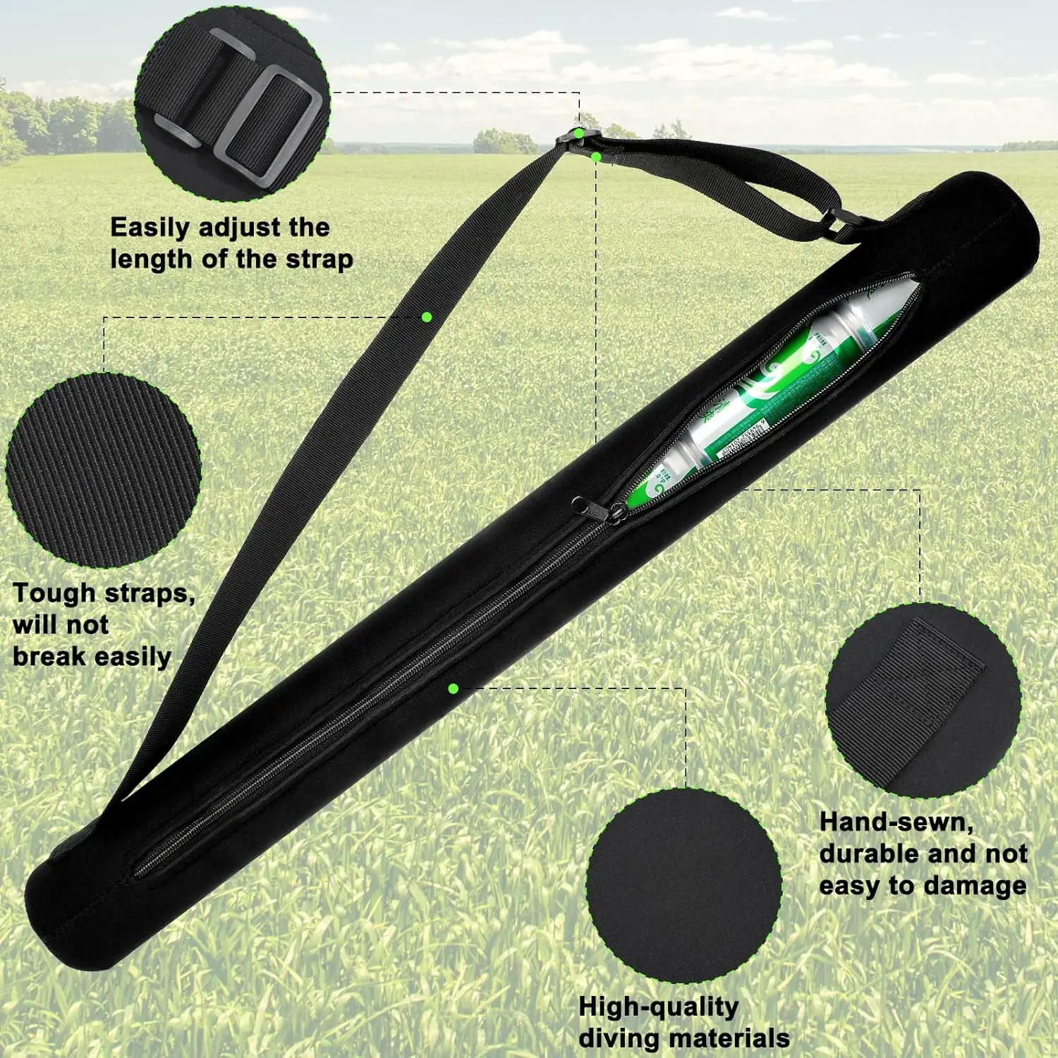 Custom Color Neoprene 6 Can Tube Holder Wine Shoulder Golf Beer Sleeve Cooler Tube Bag