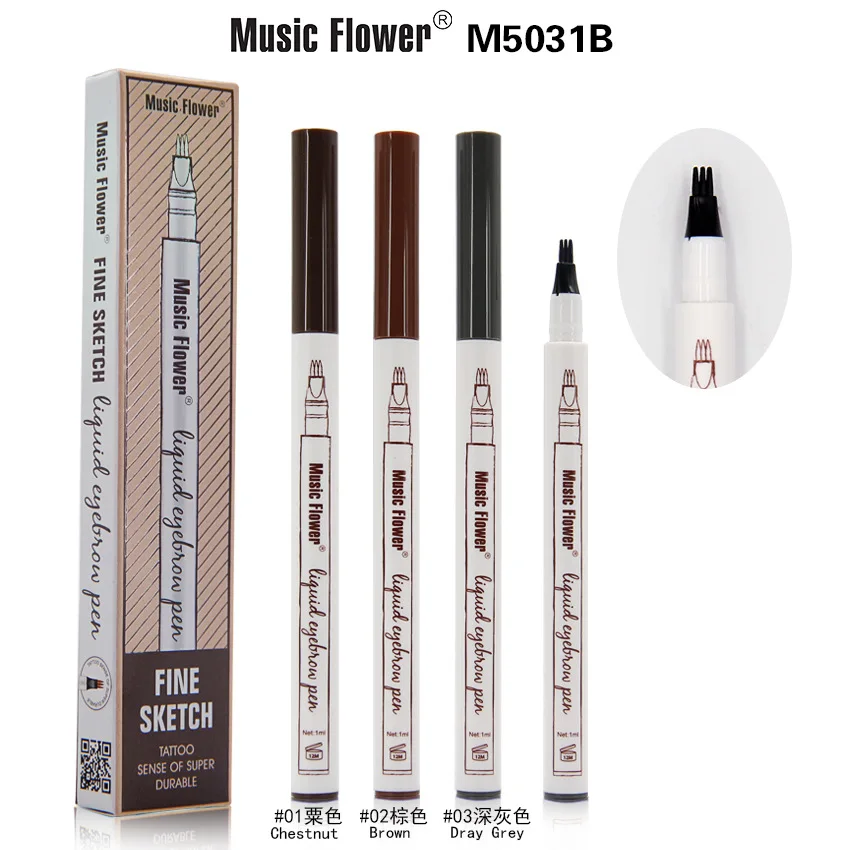 4 Head Fine Sketch Pencil Microblading Eyebrow Tattoo Pen Waterproof Brown Thin Pen Eyebrow Enhancers Makeup Tool