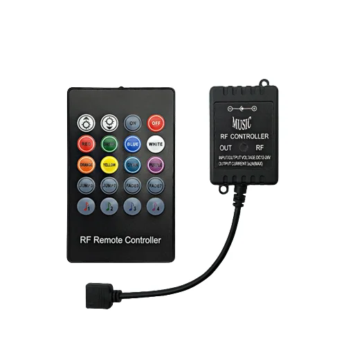 Smart rgb wireless RF colorful led strip controller color changing 20 key 4 pin music sound control remote led dimmer controller