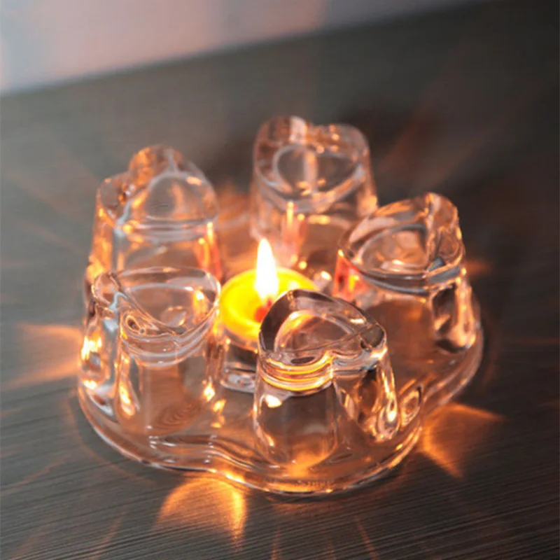 Luxury Candle Wholesale Large Glass Candle Jars Heat Resistant Heart Shaped Glass Candle Holder for Tea Pot Warmer