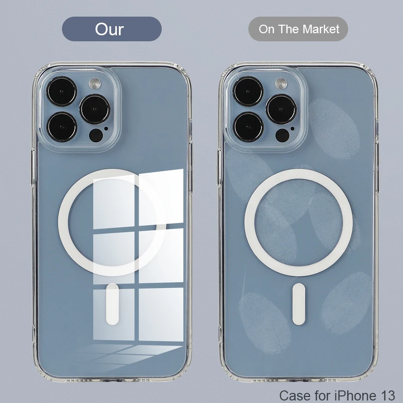 YuanQi Custom Design Anti Drop TPU Clear Mobile Cover Magnetism Shockproof Transparent Phone Case for iPhone 12 13 Pro Max mini