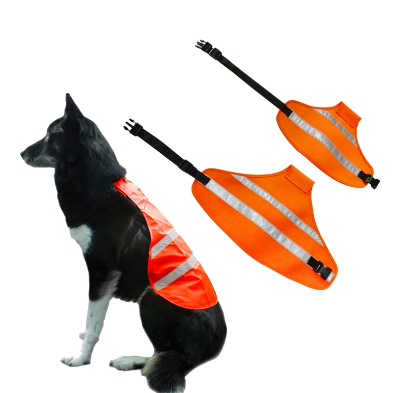 Fluorescent Orange Reflective Dog Vest High Visibility Safety Coat for Pets Classic Spring Summer Style Sustainable Polyester LH