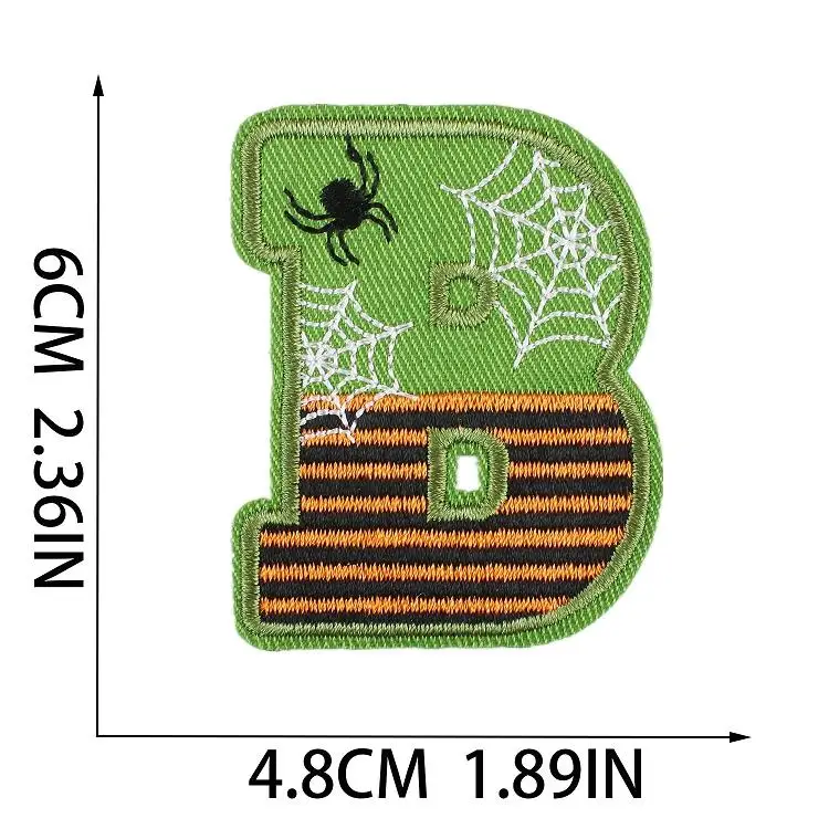 Wholesale heat press custom small letters embroidery patches iron on Halloween A-Z logo patterns letter patch for clothing DIY