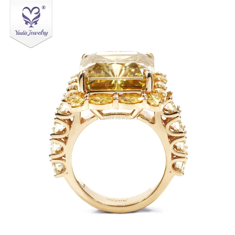 Yadis custom 14k 18K jewelry Yellow Gold Radiant Emerald Cut Yellow Moissanite Diamond Rings