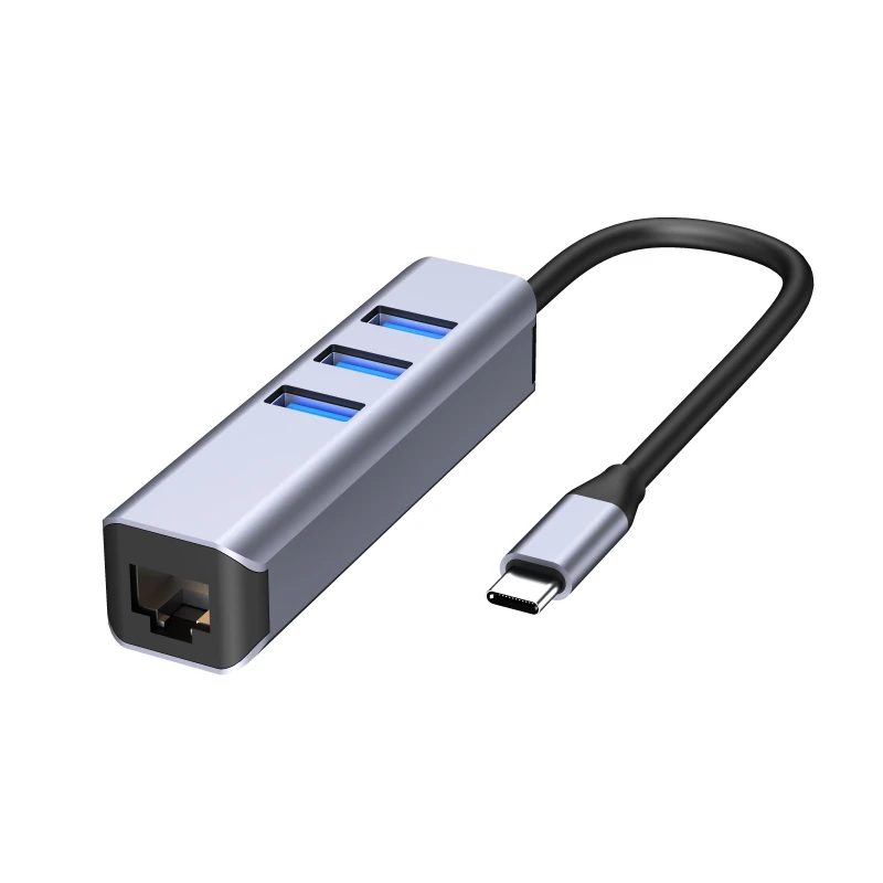 Type C to RJ45 Gigabit Ethernet Adapter 4 in 1 USB Hub USB 3.0 OTG Data Hub for Macbook Dell Laptop