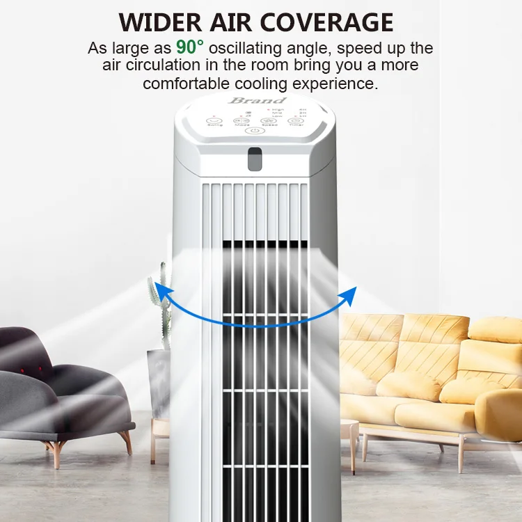 LED Indicator Plastic Housing 45W Ac Motor 30 Inch Electric Tower Fan