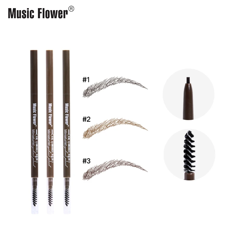Cosmetic eye makeup Music Flower hot sale new launch waterproof delicate double end 1.5mm slim tip eyebrow pencil manufacturer