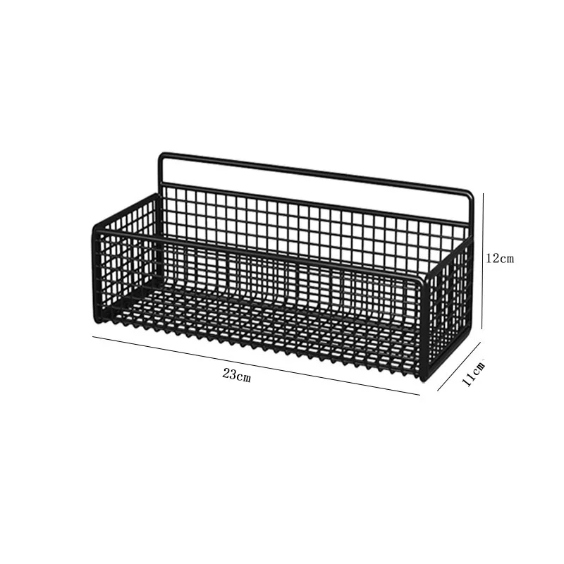 Simple Single-Tier Wall-Mounted Metal Grid Basket Organizer Chrome Plated for Bathroom Storage Household Use Furniture Hardware