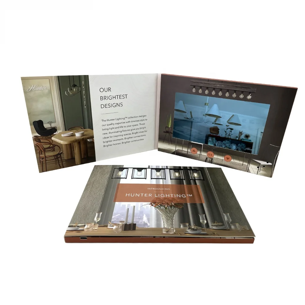 7.0 Inch Business Promotional Gift Paper Craft Lcd Greeting Cards Electronic Brochure Video Business Card Mailer