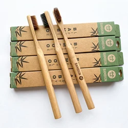 BAMBKIN company custom logo medium soft bristles customisable nylon bamboo toothbrush