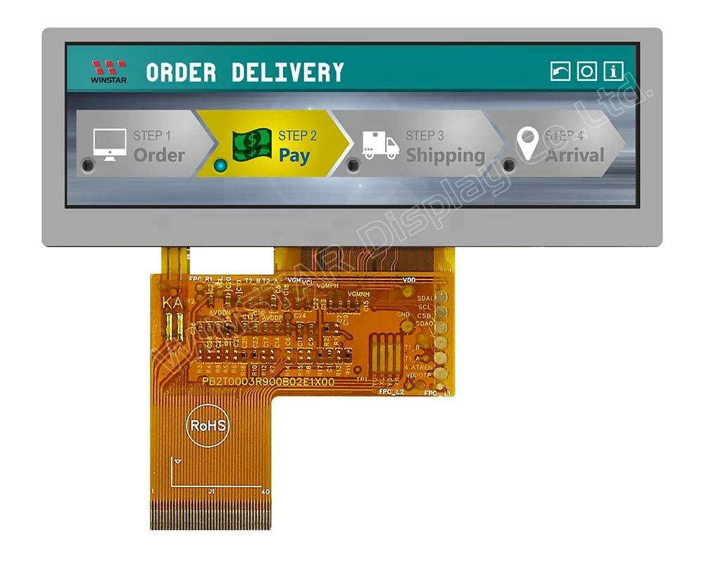 480x128 Winstar 3.9 inch Bar type TFT Display O-film wide temperature supporting RGB 480x128