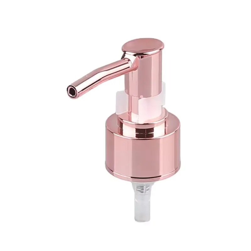 Luxury Rose Gold Pump ABS Plastic Cosmetic Bottle UV Lotion Pump Spray Bottle with Aluminum Metal Collar