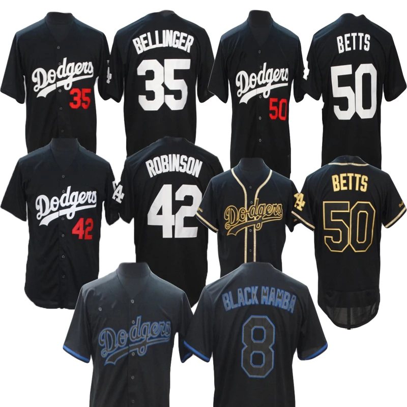 Высокое качество 2021 Новинка BELLINGER 35 # BETTS 50 # BUEHLER 21 # Робинсон 42 # черная мамамаба 8 # черные бейсбольные Трикотажные изделия для детей