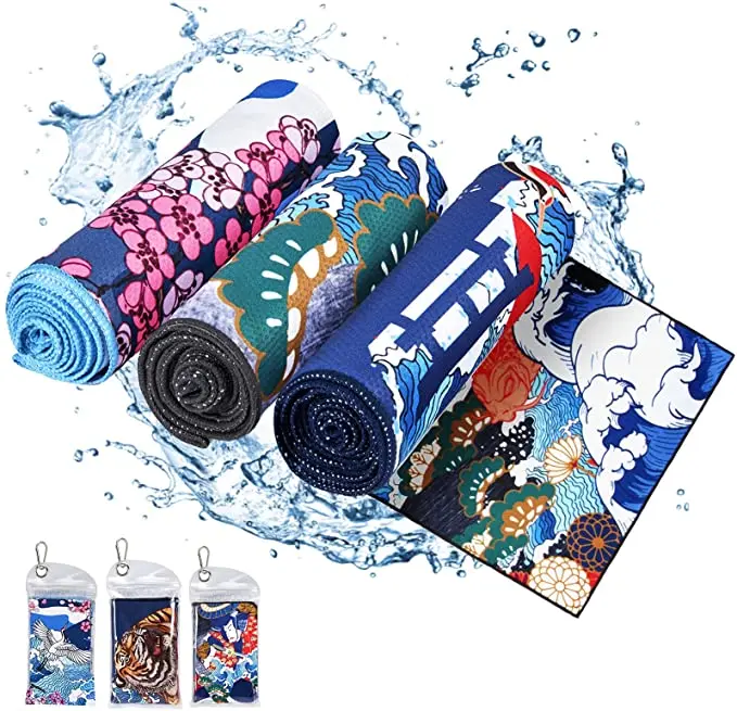 Customized Neck Face Ice Gym Towels Beach Accessories Japanese Style Print Face Colling Towel
