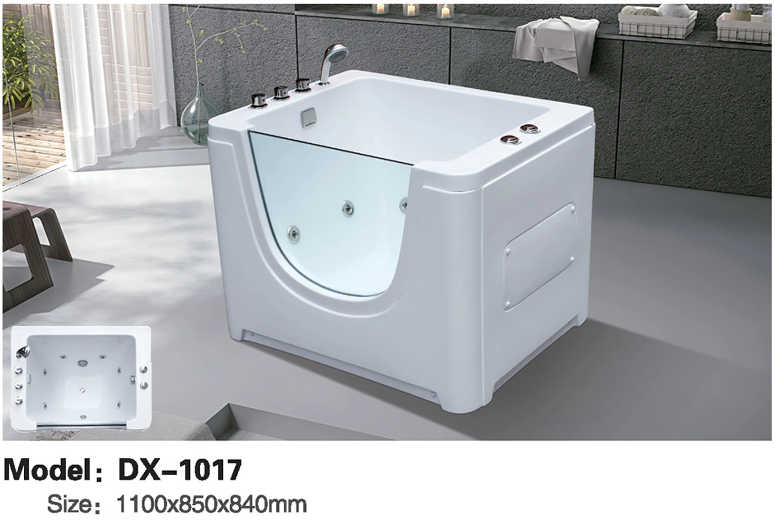 Elegant Quality Pure Acrylic Freestanding Bath Tub Soaking Bathtub Special Design Bathtub for Kids DX1015
