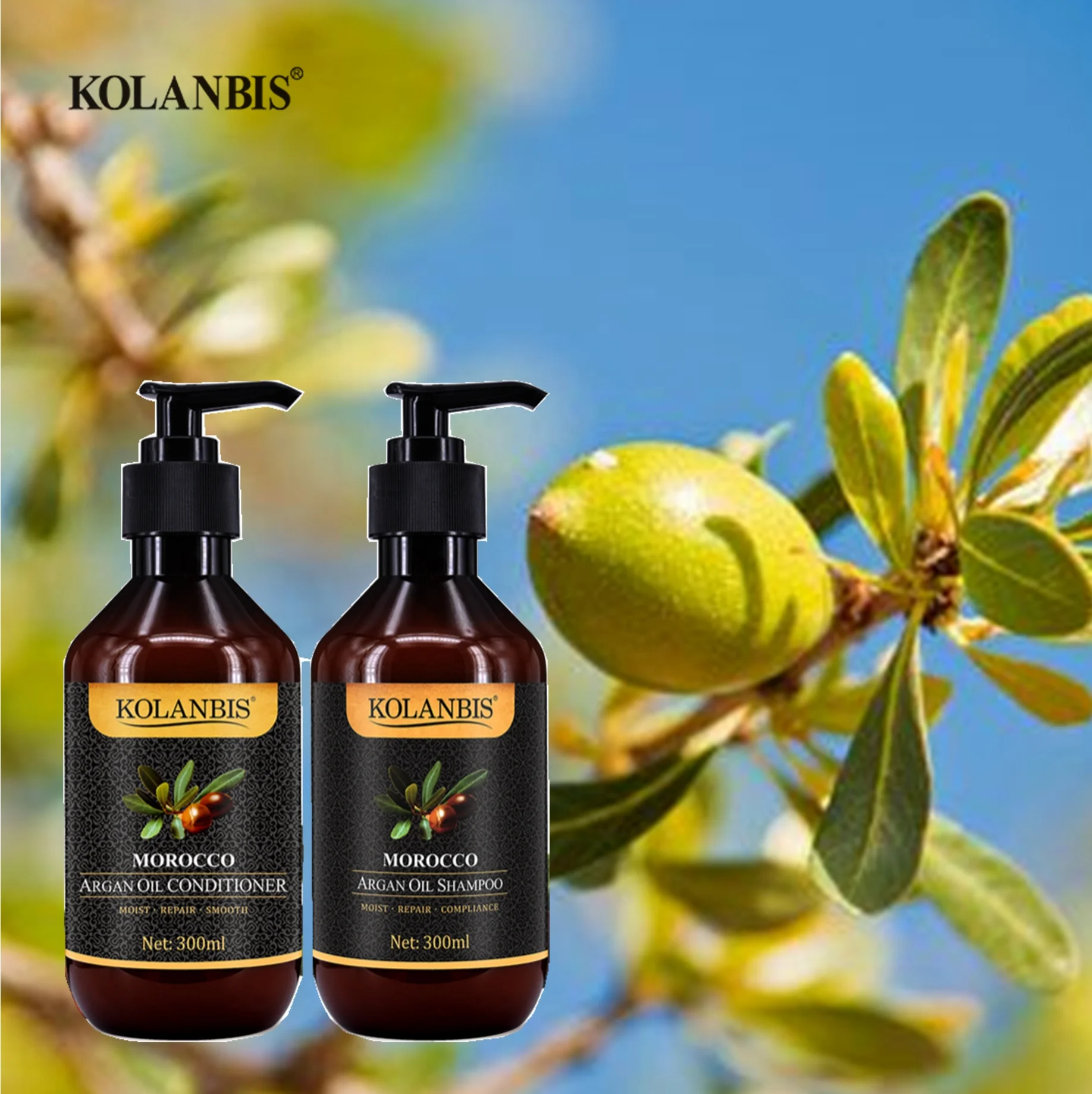 KOLANBIS 100% органический чистый марокканский шампунь с аргановым маслом и кондиционер для самостоятельного лечения сухих ломких