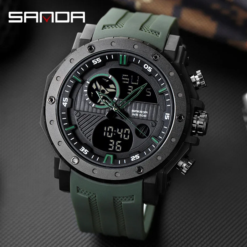 Sanda 6012 Brand Waterproof Sports Mens Digital Watches