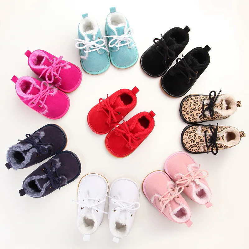 Fancy design baby walking shoes winter warm casual plush toddler boots