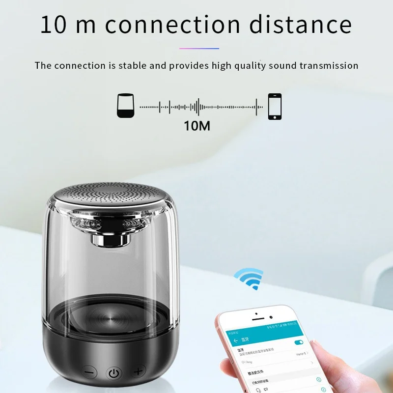 Best Seller Portable Outdoors  Portable Speaker  Transparent Crystal Lamp Glass Subwoofer Wireless Speaker