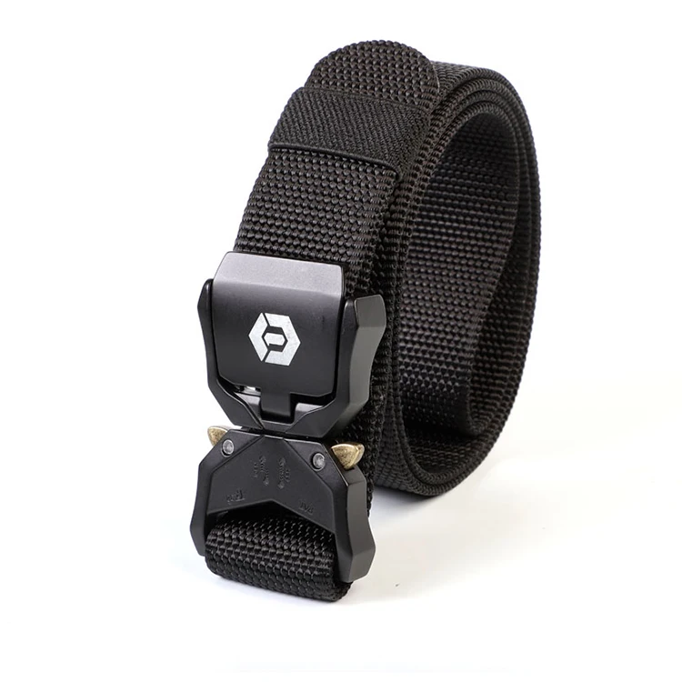 Logo Custom Belt Aluminum Alloy Quick Release Grade Tactical Nylon Belt