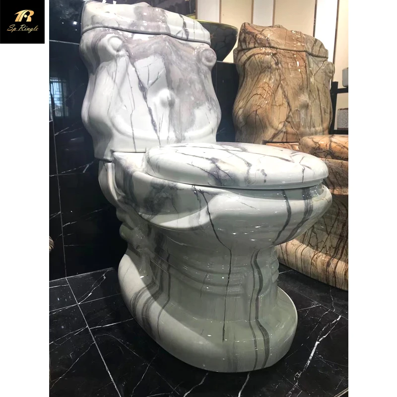  European standard wall row strong flushing sanitary ware retro siphonic marble black