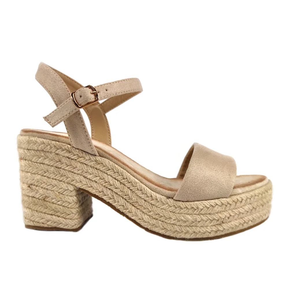 Fashion Trendy lady high heel Thick sole Best Soft Shoes Leisure casal  outdoor Jute wedge sandals for women