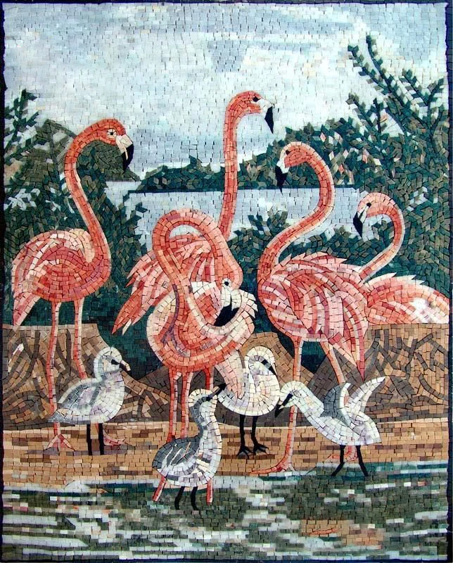 
Pink Flamingo Pattern Customization Glass Mosaic Tiles for Craft Glass for Crafts Colorful 