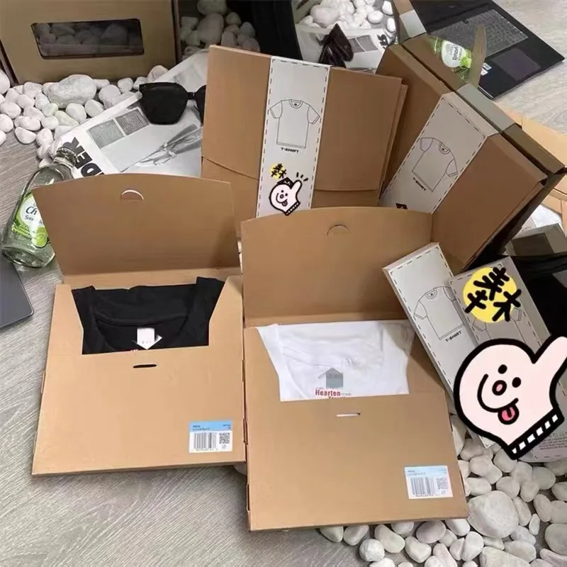 Custom Luxury Fashion Brown White Black T Shirt Kraft Envelope Box With Sleeve Band