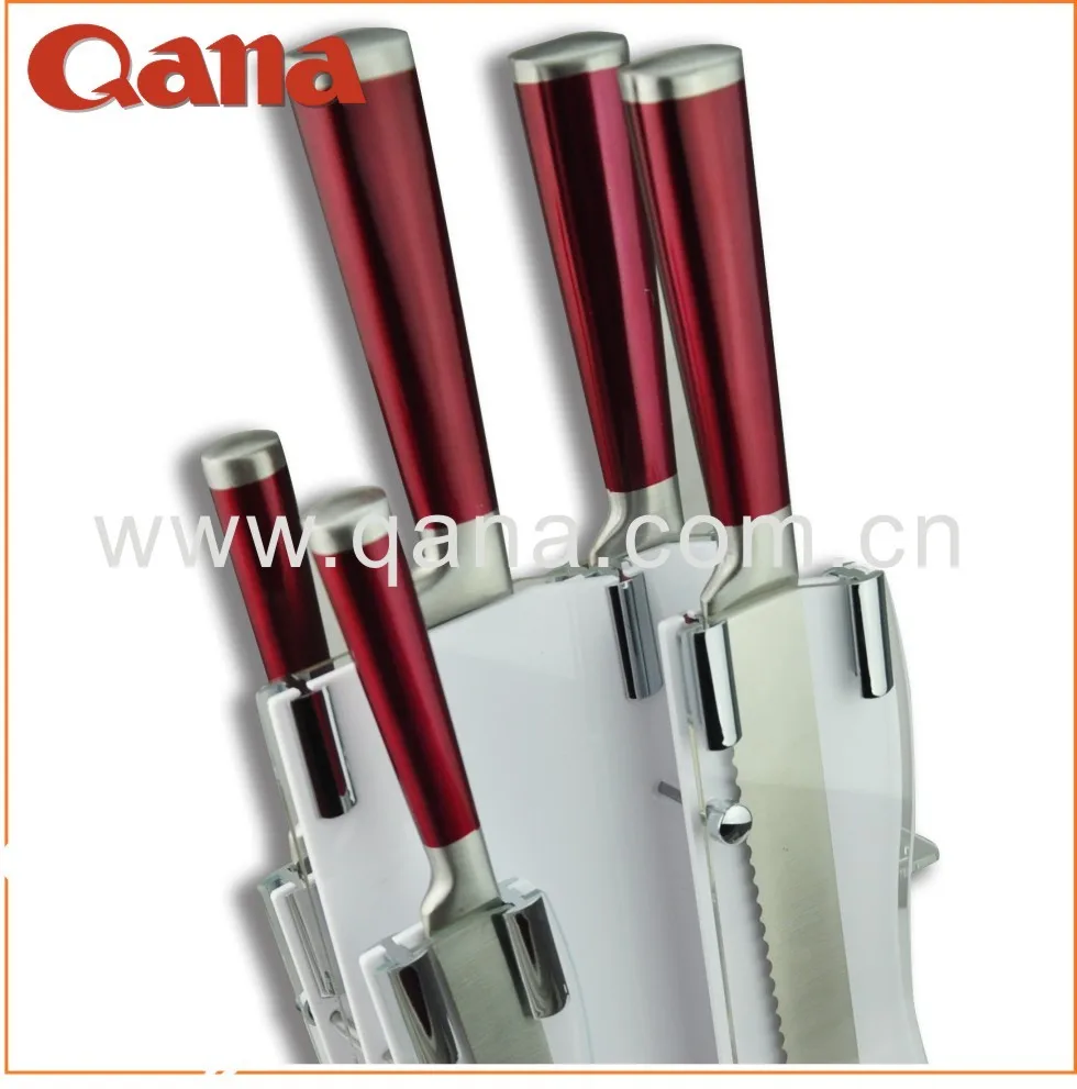 QANA Factory Wholesale OEM stainless steel kitchen knives set with wood block damascus knife cheese butter fruit meat knife