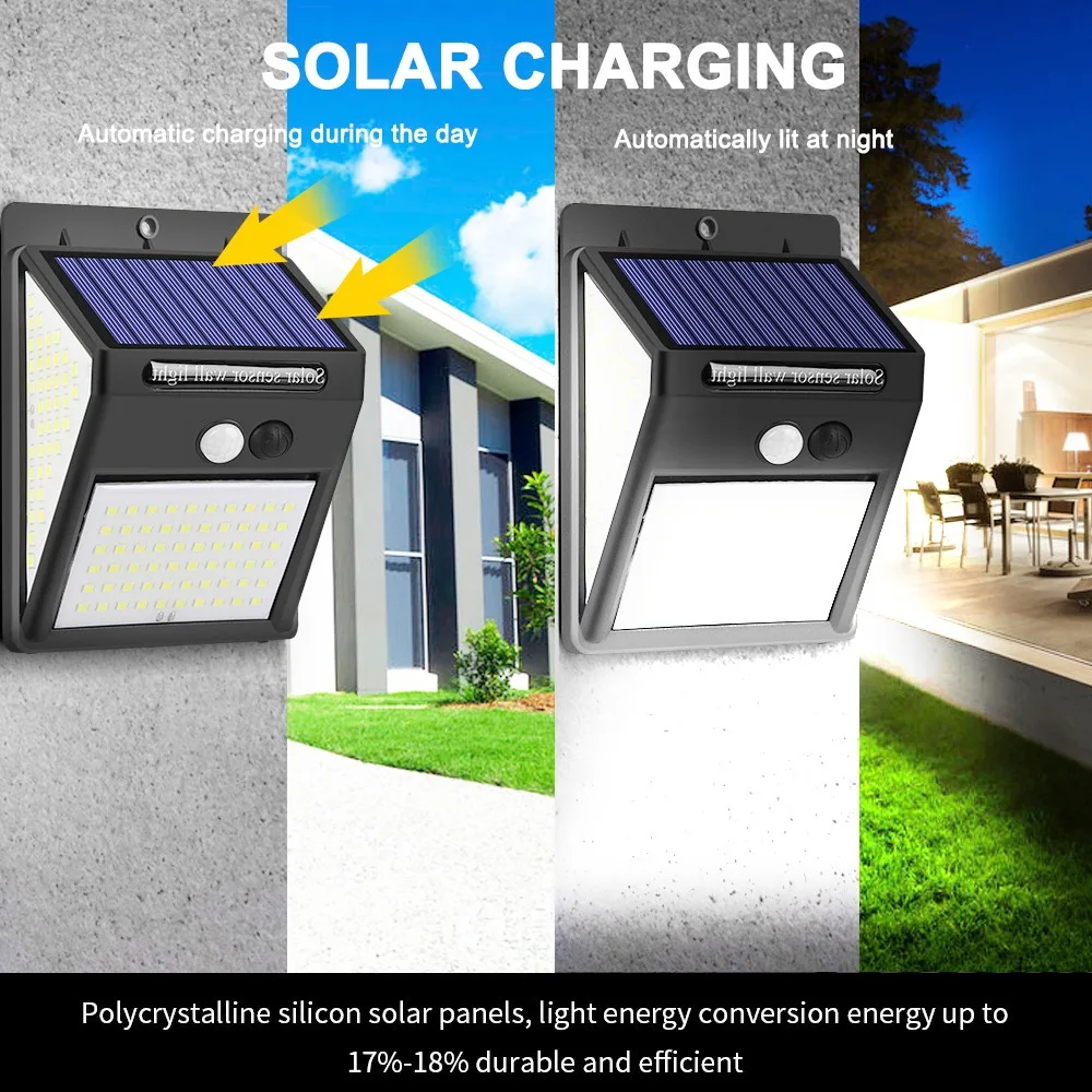 New Waterproof 140 LED Solar Panel Power PIR Motion Sensor Solar Garden Lights Outdoor solar security wall light