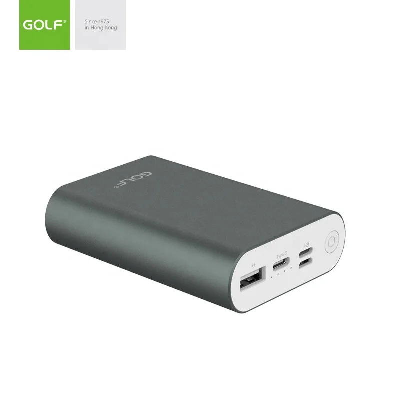 GOLF Aluminium Slim Power Bank Type C Lighting Polymer External Battery Charger Customized Metal Mini Power Bank 10000mah