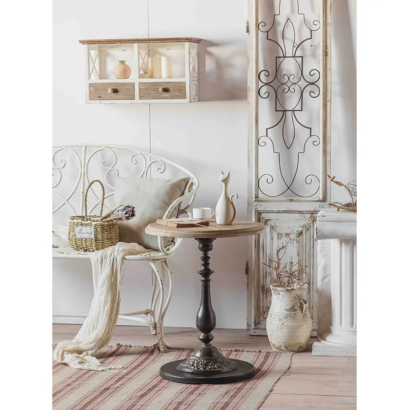 Modern Wood Top Multi Styles Vintage Natural Side Table Carving Craft Handmade Round Coffee Table