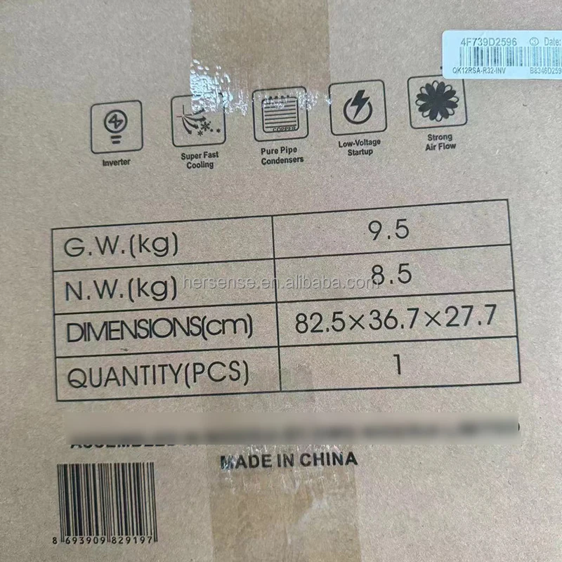 Roya Home Wall Mounted AC Unit 1.5hp Cool Mini Split Air Conditioning Units 12000 Btu Mini Split Air Conditioner All In 1 OEM