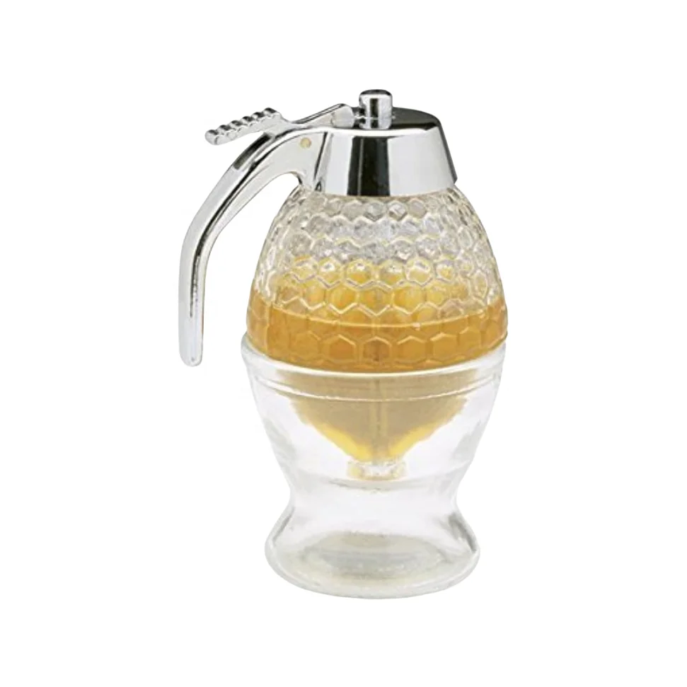 Manufacturer large capacity glass honey dispenser wholesale price honey dispenser glass jar  honey dispenser no drip glass