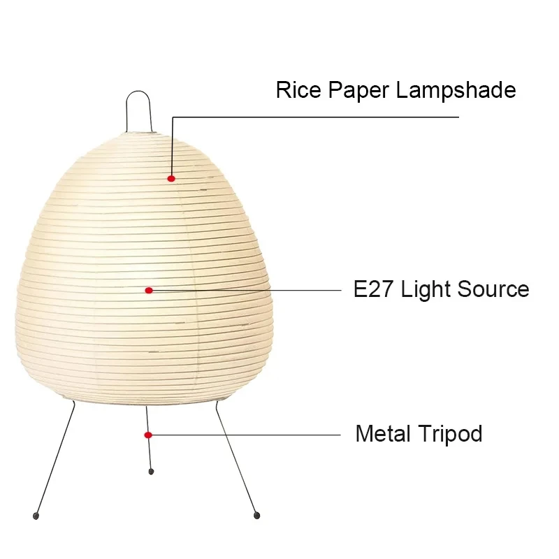 Timjay Japanese Rice Paper Lantern Living Bedroom Bedside Study Hotel Homestay Art Creative Decor Tripod Led Table Floor Lamp