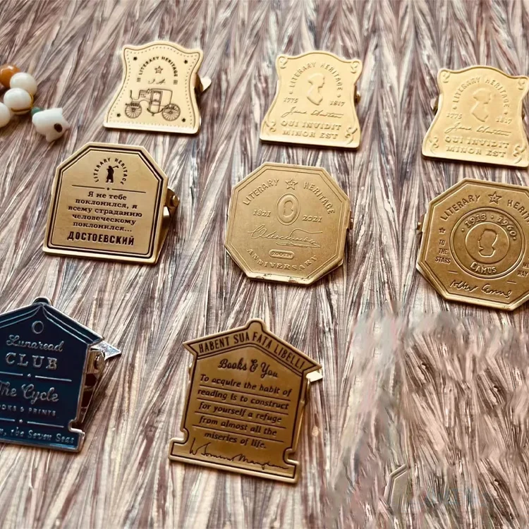 Custom Brass Retro Metal Clip for Hand Book & Drawing Board Logo Printed Office & Home Book Accessories Customizable TN Clips