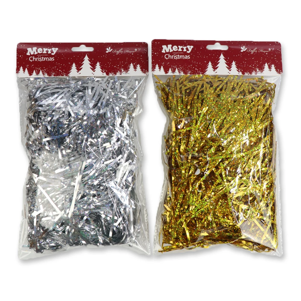 Elsas Christmas metallic Crinkle Shredded Paper mix Iridescent shiny Paper for filler decoration packing gift